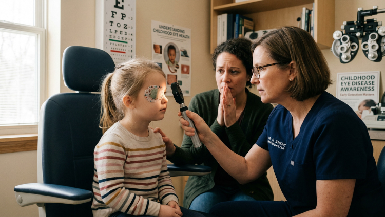 Eye diseases causing blindness in children with eye examination scene explained by Dr. Charu Chaudhary